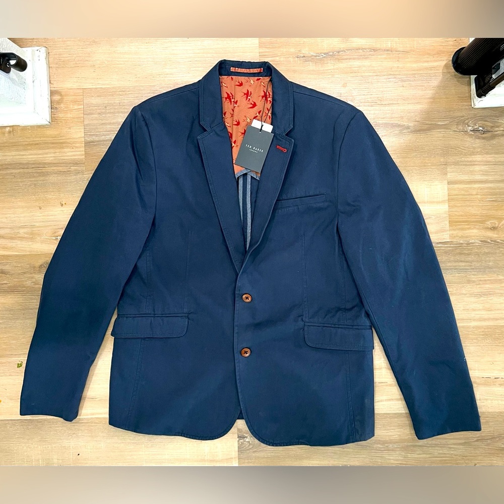 Ted Baker Navy Sport Coat with Orange Lining